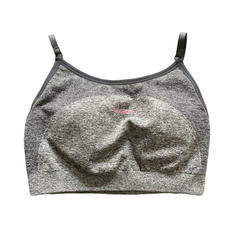 Gymshark GYM Activewear Gray Pink Seamless Sports Bra Size Small EUC #0864-AT